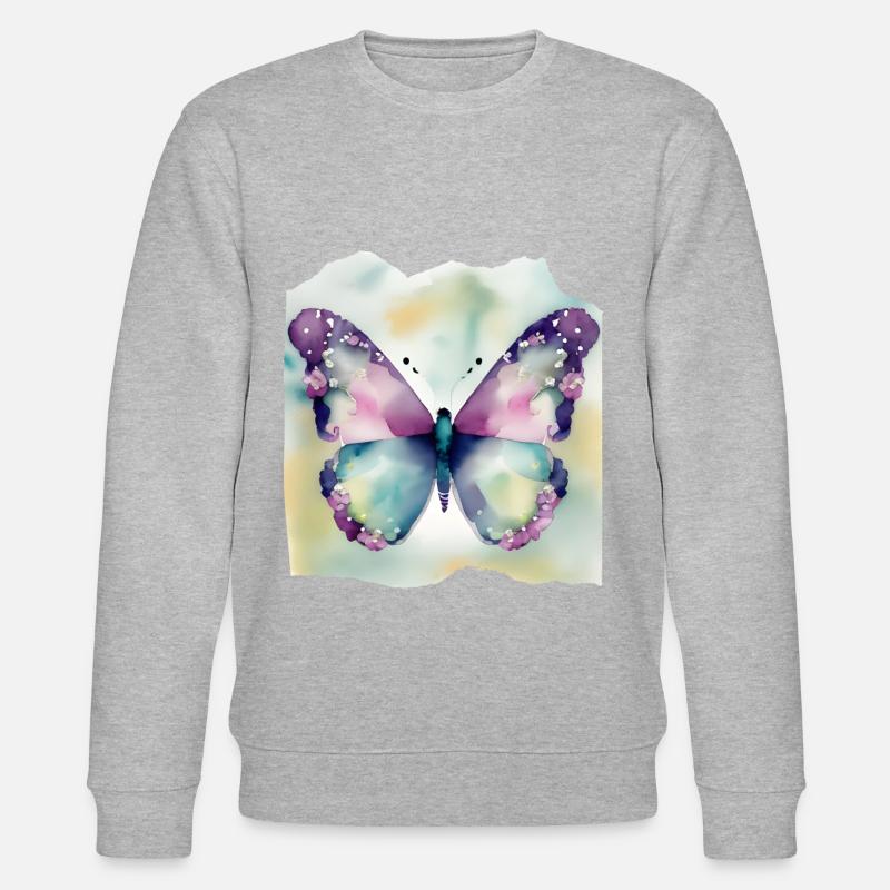 Schmetterlinge Muster - Stanley/Stella Unisex Bio-Sweatshirt CHANGER - Grau meliert