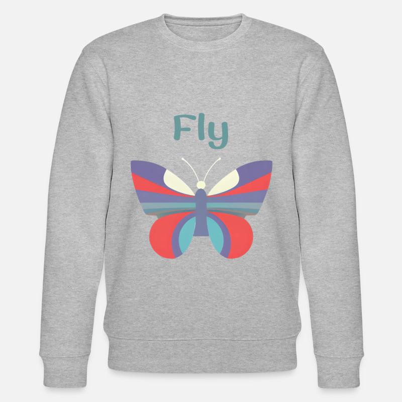 Butterflies pattern - Sweat bio CHANGER Stanley/Stella Unisexe - gris chiné