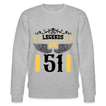Legenden sind 51 Jahre alt, Geburtstag 51 - Stanley/Stella Unisex Bio-Sweatshirt CHANGER  - Grau meliert - Vorne - Nik (191cm) & Marisol (170cm)
