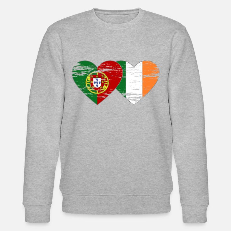 Portugal Irlande Drapeau utilisé - Sweat bio CHANGER Stanley/Stella Unisexe - gris chiné