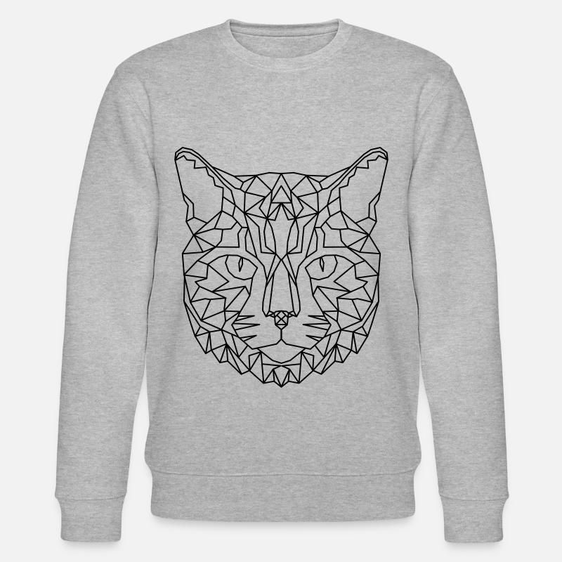 Chat géométrique - Sweat bio CHANGER Stanley/Stella Unisexe - gris chiné