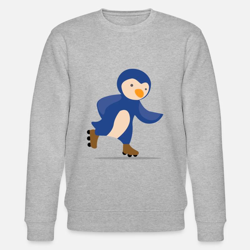 Rollschuh Pinguin Geschenk - Stanley/Stella Unisex Bio-Sweatshirt CHANGER  - Grau meliert