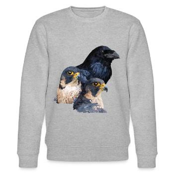 Corbeau et faucons - Sweat bio CHANGER Stanley/Stella Unisexe - gris chiné - Devant - Nik (191cm) & Marisol (170cm)