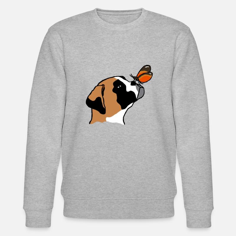 Boxer mit Schmetterling - Stanley/Stella Unisex Bio-Sweatshirt CHANGER  - Grau meliert