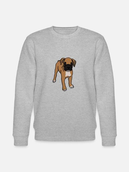 Boxare, valp, hund, ras, hundras, ritning - Ekologisk sweatshirt CHANGER unisex från Stanley/Stella - gråmelerad