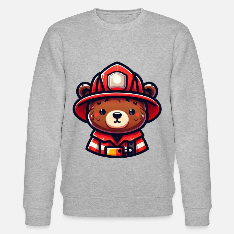 Pompier ours mignon - Sweat bio CHANGER Stanley/Stella Unisexe - gris chiné