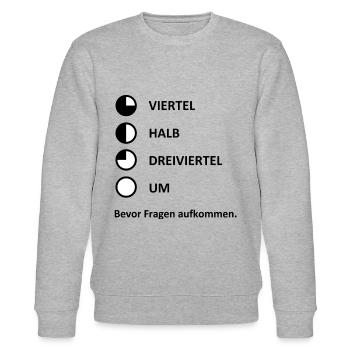 Ostdeutschland Ossi Uhrzeit DDR Wessi Wende - Stanley/Stella Unisex Bio-Sweatshirt CHANGER  - Grau meliert - Vorne - Nik (191cm) & Marisol (170cm)