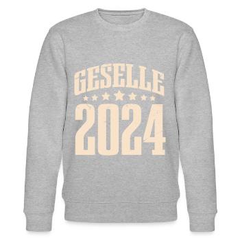 Geselle Gesellenprüfung 2024 - Stanley/Stella Unisex Bio-Sweatshirt CHANGER  - Grau meliert - Vorne - Nik (191cm) & Marisol (170cm)