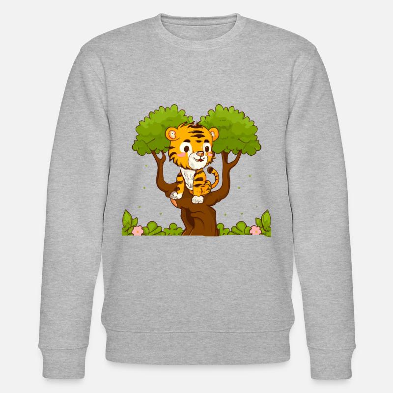 Tiger on a tree - Stanley/Stella CHANGER Unisex Organic Sweatshirt - heather grey