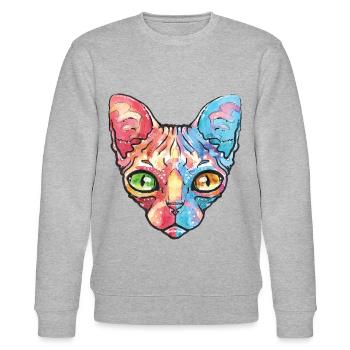 Ägyptische Mau Farbenfroh - Stanley/Stella Unisex Bio-Sweatshirt CHANGER  - Grau meliert - Vorne - Nik (191cm) & Marisol (170cm)