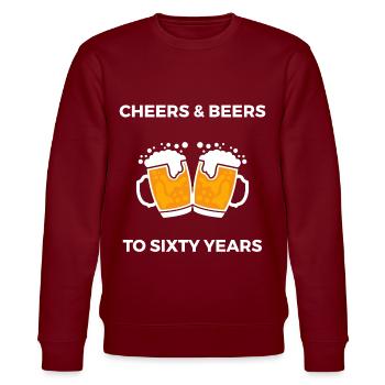 Cheer & Beers to sixty years - Stanley/Stella Unisex Bio-Sweatshirt CHANGER  - Burgunderrot - Vorne - Nik (191cm) & Marisol (170cm)