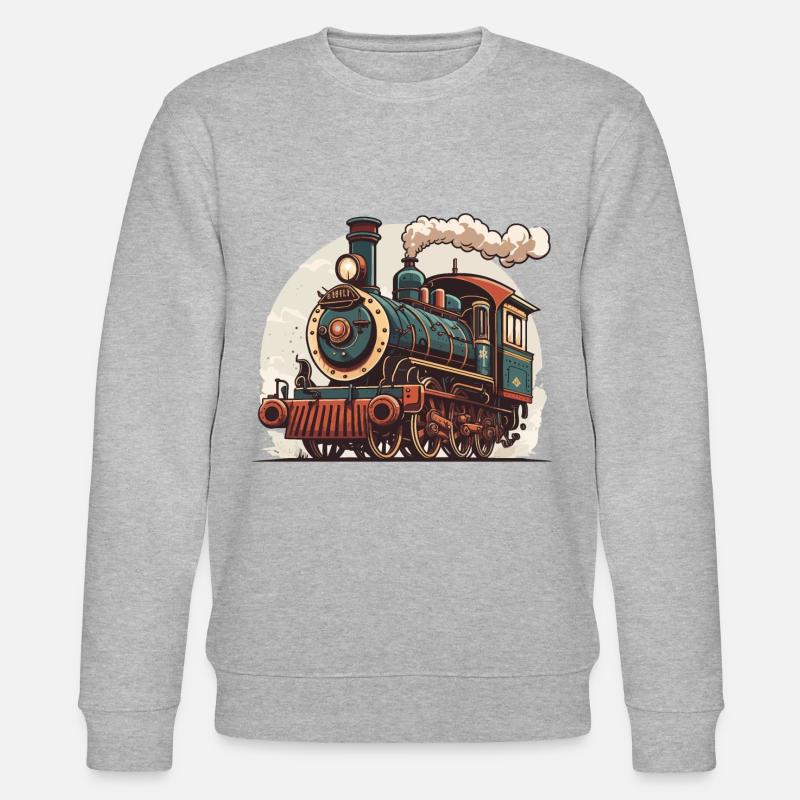 Fahrt mit dem Dampfzug - Stanley/Stella Unisex Bio-Sweatshirt CHANGER  - Grau meliert