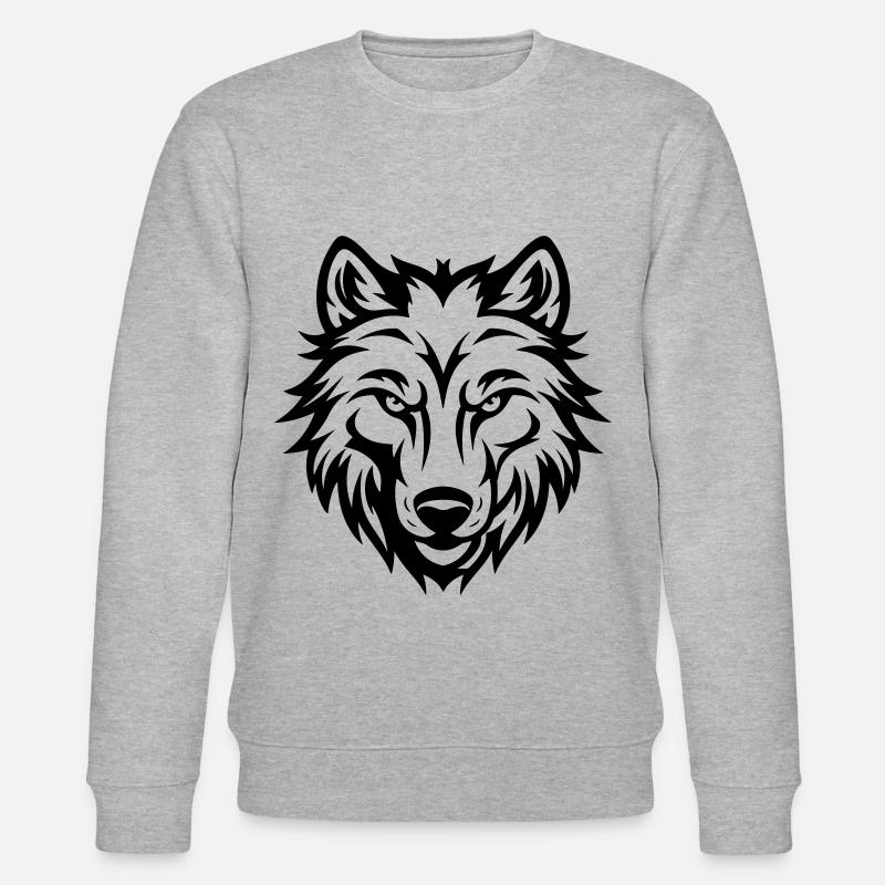 Wolf Kopf - Stanley/Stella Unisex Bio-Sweatshirt CHANGER  - Grau meliert