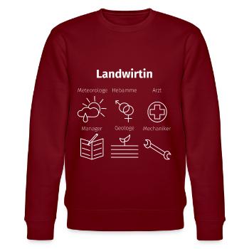 Landwirtin - Bäuerin Bauernhof Landwirte Kühe - Stanley/Stella Unisex Bio-Sweatshirt CHANGER  - Burgunderrot - Vorne - Nik (191cm) & Marisol (170cm)