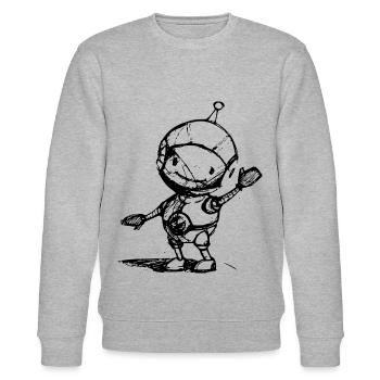 Roboter Space - Stanley/Stella Unisex Bio-Sweatshirt CHANGER  - Grau meliert - Vorne - Nik (191cm) & Marisol (170cm)