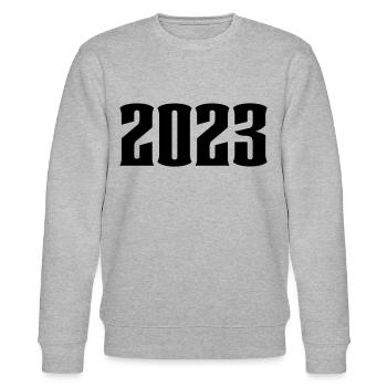 2023 - Jahr - Jahreswechsel - Stanley/Stella Unisex Bio-Sweatshirt CHANGER  - Grau meliert - Vorne - Nik (191cm) & Marisol (170cm)