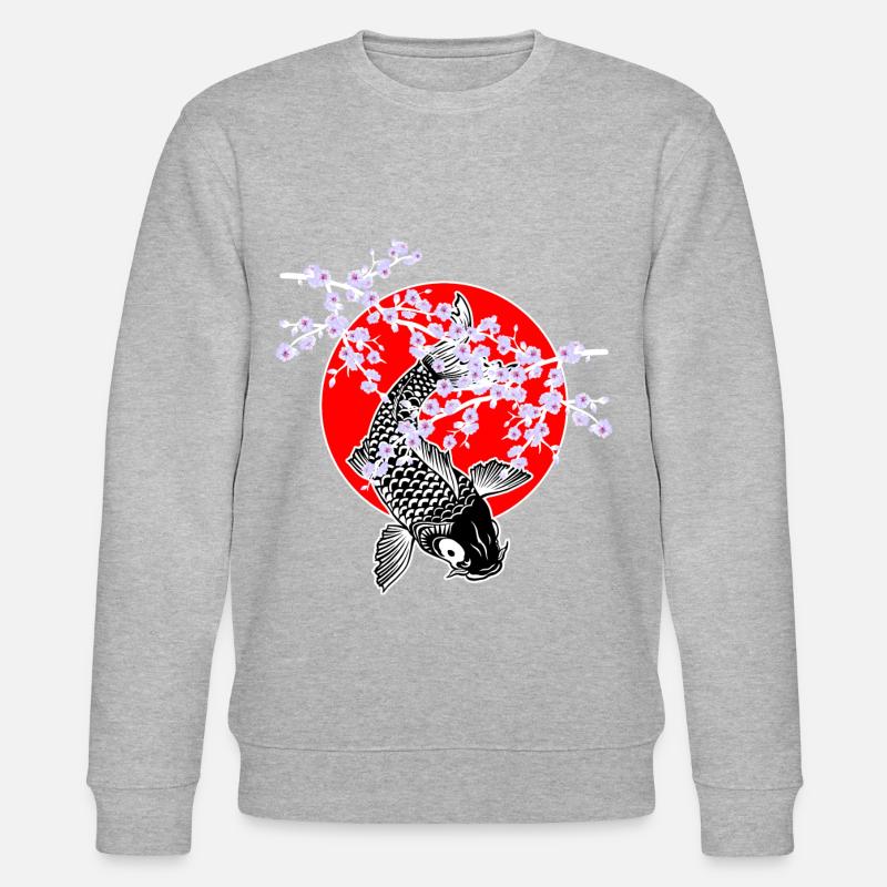 Cherry Blossoms SAKURA NISHIKIGOI Koi 1 - Stanley/Stella CHANGER Unisex Organic Sweatshirt - heather grey