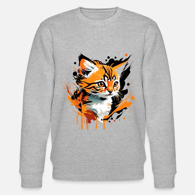 Kätzchen, Katze - Stanley/Stella Unisex Bio-Sweatshirt CHANGER  - Grau meliert