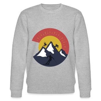 Skiing holiday mountain - Stanley/Stella CHANGER Unisex Organic Sweatshirt - heather grey - Front - Nik (191cm) & Marisol (170cm)