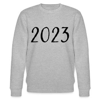 2023 - Jahr - Jahreswechsel - Stanley/Stella Unisex Bio-Sweatshirt CHANGER  - Grau meliert - Vorne - Nik (191cm) & Marisol (170cm)