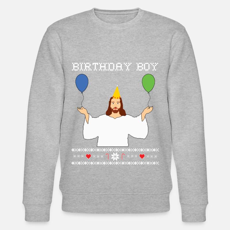 Birthday Boy Jesus - Weihnachtspullover - Stanley/Stella Unisex Bio-Sweatshirt CHANGER  - Grau meliert