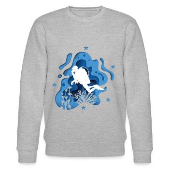 Taucher Tauchen Sporttaucher Blau Höhle - Stanley/Stella Unisex Bio-Sweatshirt CHANGER  - Grau meliert - Vorne - Nik (191cm) & Marisol (170cm)