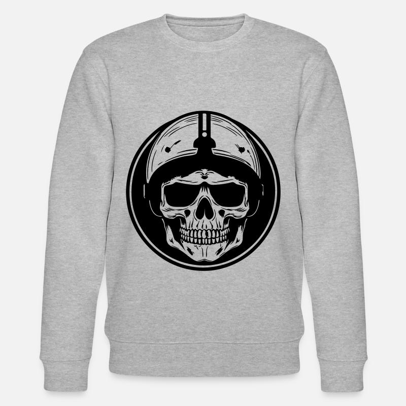 Biker Skull - Stanley/Stella CHANGER Unisex Organic Sweatshirt - heather grey