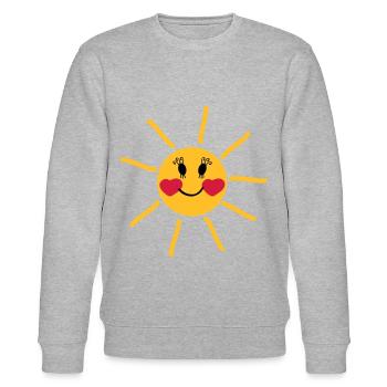 lachende Sonne mit Wangen in Herzform - Stanley/Stella Unisex Bio-Sweatshirt CHANGER  - Grau meliert - Vorne - Nik (191cm) & Marisol (170cm)