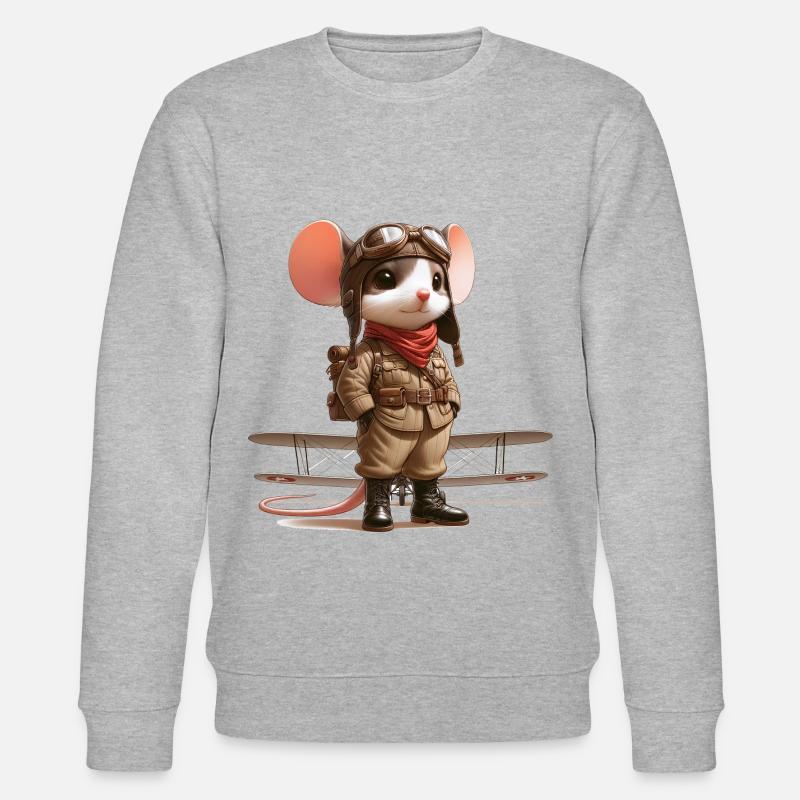 Cute Mouse Pilot - Stanley/Stella Unisex Bio-Sweatshirt CHANGER  - Grau meliert