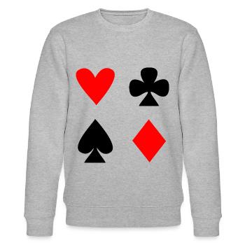 Jeu de cartes Poker Heart Spades Diamond Spades - Sweat bio CHANGER Stanley/Stella Unisexe - gris chiné - Devant - Nik (191cm) & Marisol (170cm)