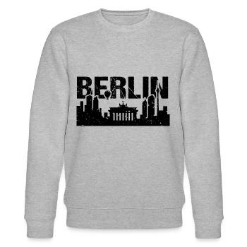 Berlin Skyline Vintage Hauptstadt Berlin - Stanley/Stella Unisex Bio-Sweatshirt CHANGER  - Grau meliert - Vorne - Nik (191cm) & Marisol (170cm)