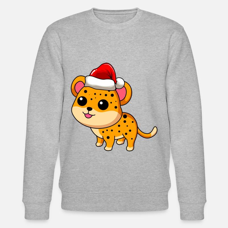 Leopard Comic Christmas - Stanley/Stella CHANGER Unisex Organic Sweatshirt - heather grey