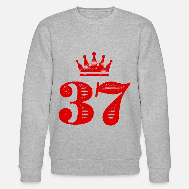 37 Zahl Krone - Stanley/Stella Unisex Bio-Sweatshirt CHANGER  - Grau meliert