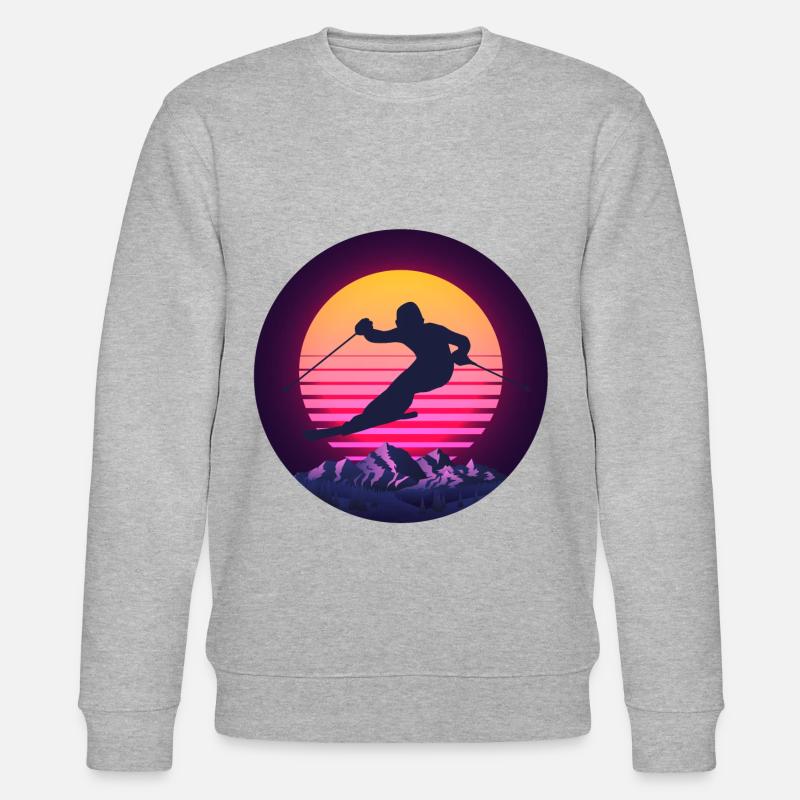 Ski Skiurlaub Oldschool - Stanley/Stella Unisex Bio-Sweatshirt CHANGER  - Grau meliert