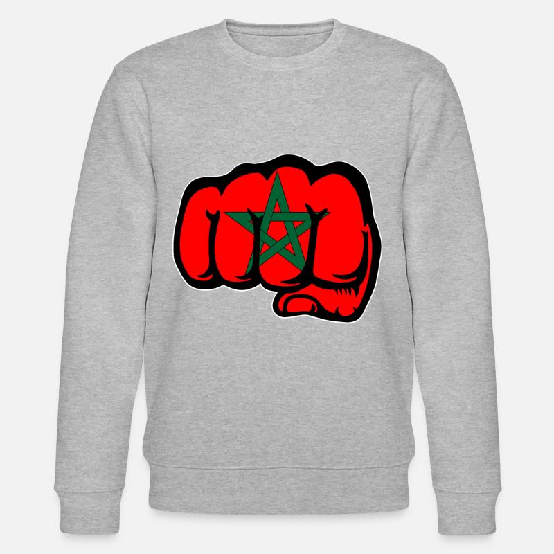 Marokko Flagge Hand Faust - Stanley/Stella Unisex Bio-Sweatshirt CHANGER  - Grau meliert