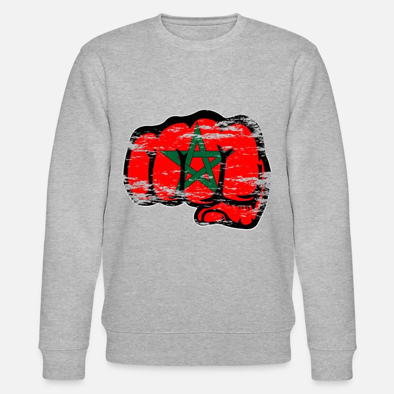 Marokko Flagge Hand Faust used - Stanley/Stella Unisex Bio-Sweatshirt CHANGER  - Grau meliert