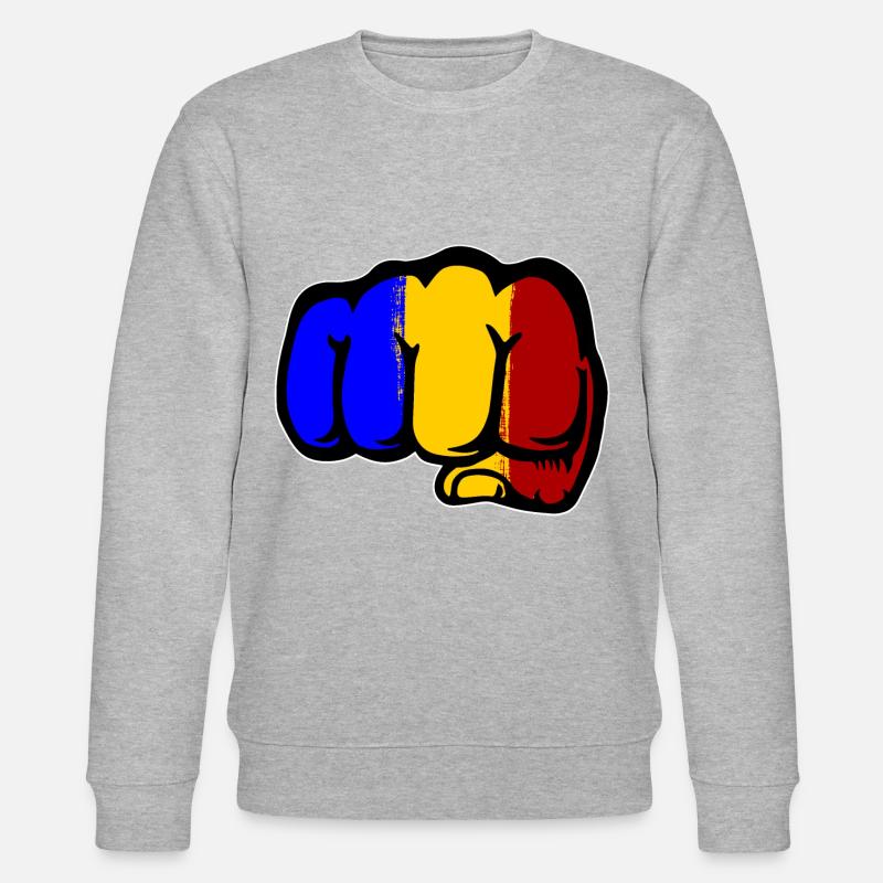 Rumänien Flagge Hand Faust - Stanley/Stella Unisex Bio-Sweatshirt CHANGER  - Grau meliert