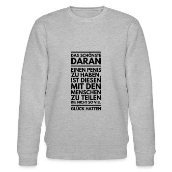 Penis Versauter Spruch Tshirt Geschenk - Stanley/Stella Unisex Bio-Sweatshirt CHANGER  - Grau meliert - Vorne - Nik (191cm) & Marisol (170cm)