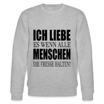 Ich liebe Menschen Fresse halten Halt s - Stanley/Stella Unisex Bio-Sweatshirt CHANGER  - Grau meliert - Vorne - Nik (191cm) & Marisol (170cm)