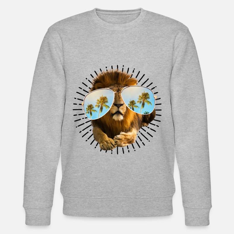 LÖWE LÖWEN mit BRILLE - Stanley/Stella Unisex Bio-Sweatshirt CHANGER  - Grau meliert