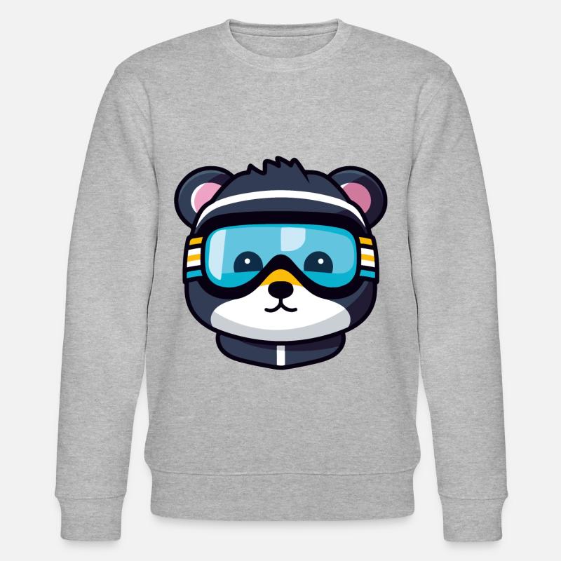 Ski Bär Comic - Stanley/Stella Unisex Bio-Sweatshirt CHANGER  - Grau meliert