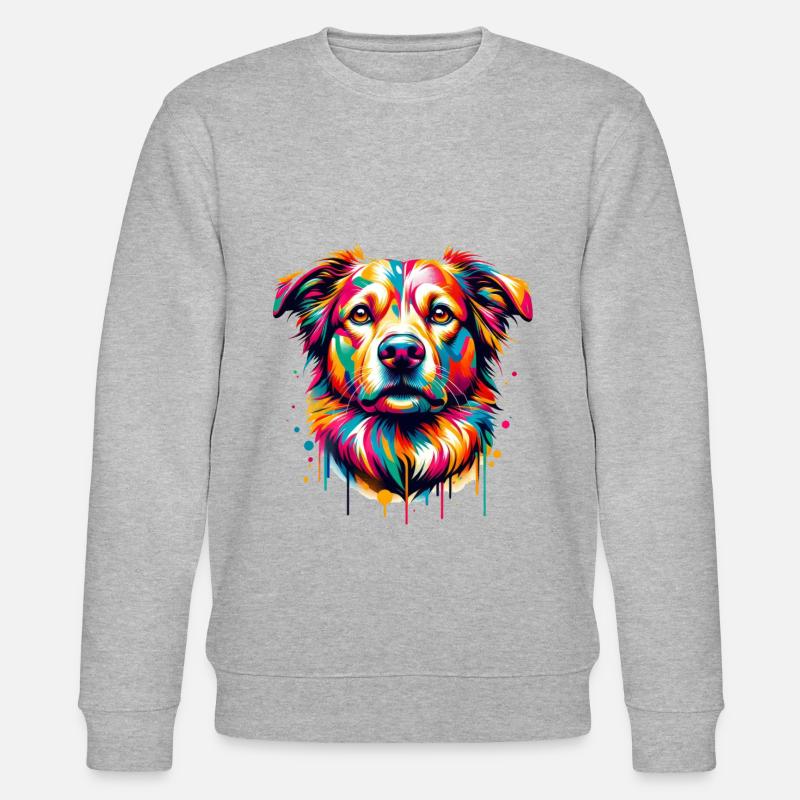 Mera Art peint chien un - Sweat bio CHANGER Stanley/Stella Unisexe - gris chiné