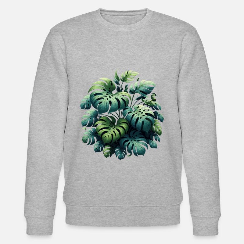 Monstera deliciosa Geschenk - Stanley/Stella Unisex Bio-Sweatshirt CHANGER  - Grau meliert