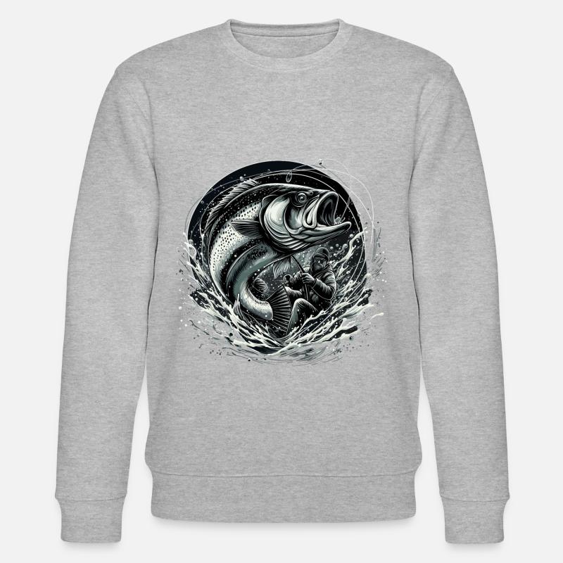 Angeln Angler dynamisch Geschenk - Stanley/Stella Unisex Bio-Sweatshirt CHANGER  - Grau meliert