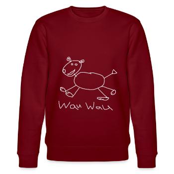 Strichmännchen Hund Tier Wauwau Hündchen Geschenk - Stanley/Stella Unisex Bio-Sweatshirt CHANGER  - Burgunderrot - Vorne - Nik (191cm) & Marisol (170cm)