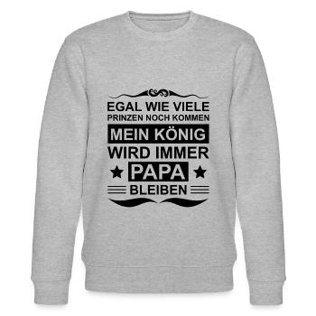 Egal Wie Viele Prinzen Kommen Papa Bleibt König - Stanley/Stella Unisex Bio-Sweatshirt CHANGER  - Grau meliert - Vorne - Nik (191cm) & Marisol (170cm)