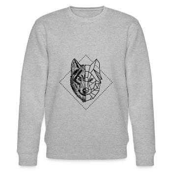 Wolf. Geometrisch. Abstrakt. - Stanley/Stella Unisex Bio-Sweatshirt CHANGER  - Grau meliert - Vorne - Nik (191cm) & Marisol (170cm)