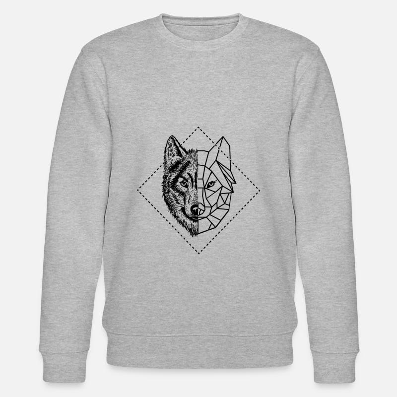 Wolf. Geometric. Abstract. - Stanley/Stella CHANGER Unisex Organic Sweatshirt - heather grey
