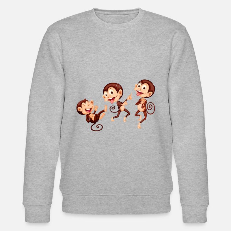 Three Monkeys. Drei Äffchen. - Stanley/Stella Unisex Bio-Sweatshirt CHANGER - Grau meliert