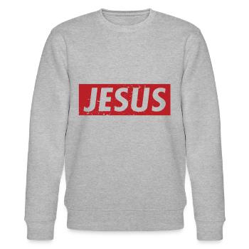 JESUS - Stanley/Stella Unisex Bio-Sweatshirt CHANGER  - Grau meliert - Vorne - Nik (191cm) & Marisol (170cm)